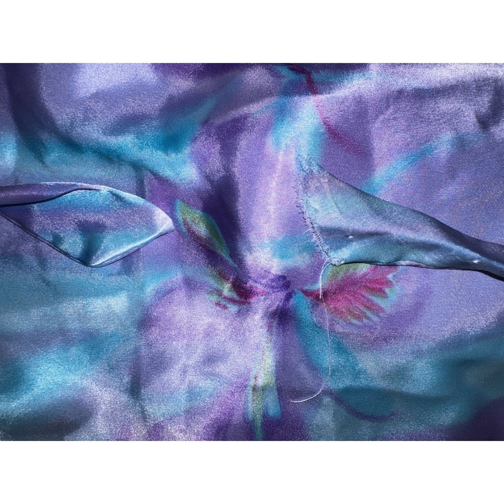 California Dynasty Nightgown Robe Set Womens Large Purple Blue Floral Satin VTG - Picture 9 of 9